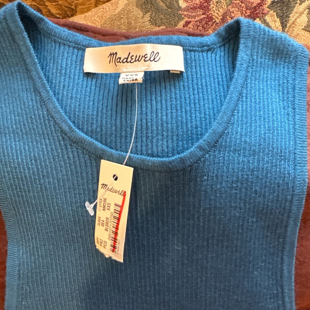 Madewell new Teal Ribbed Knit Tank with lots of stretch - Picture 2 of 2